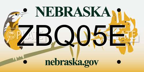 ZBQ05E Nebraska License Plate