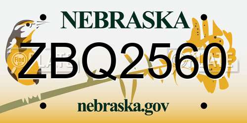 ZBQ2560 Nebraska License Plate