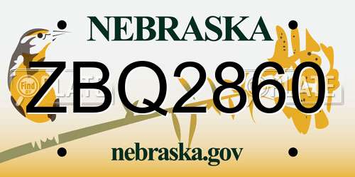 ZBQ2860 Nebraska License Plate