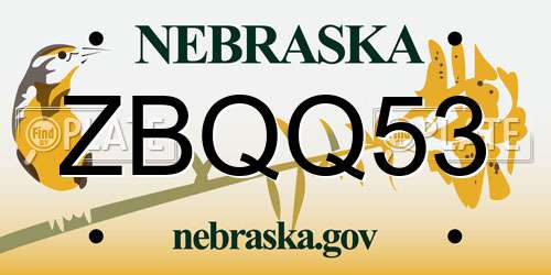 ZBQQ53 Nebraska License Plate