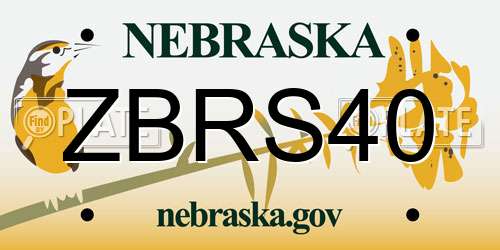 ZBRS40 Nebraska License Plate