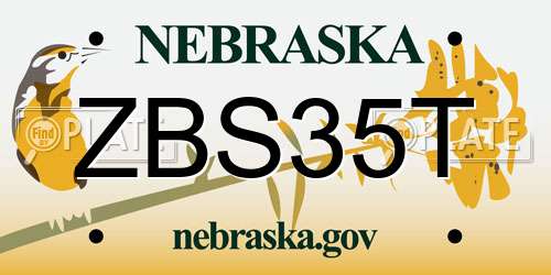 ZBS35T Nebraska License Plate