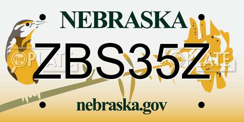 ZBS35Z Nebraska License Plate
