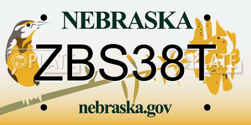 ZBS38T Nebraska License Plate