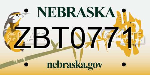 ZBT0771 Nebraska License Plate