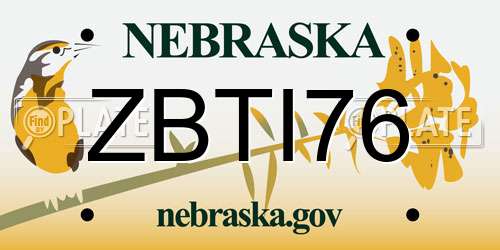 ZBTI76 Nebraska License Plate