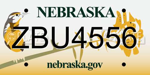 ZBU4556 Nebraska License Plate