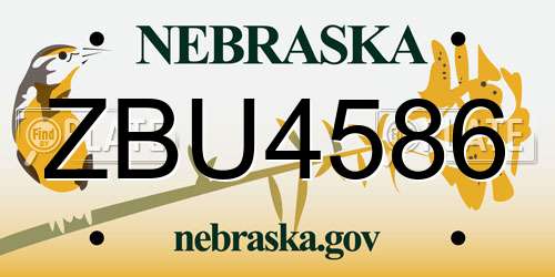 ZBU4586 Nebraska License Plate