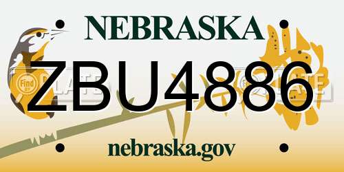 ZBU4886 Nebraska License Plate