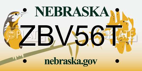 ZBV56T Nebraska License Plate
