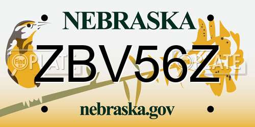 ZBV56Z Nebraska License Plate