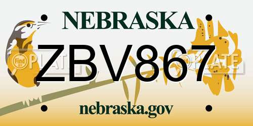 ZBV867 Nebraska License Plate