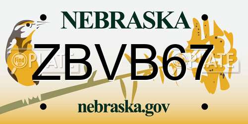 ZBVB67 Nebraska License Plate