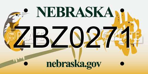 ZBZ0271 Nebraska License Plate