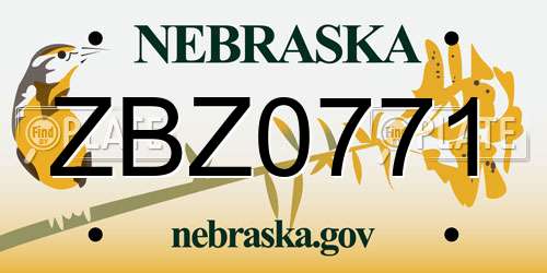 ZBZ0771 Nebraska License Plate