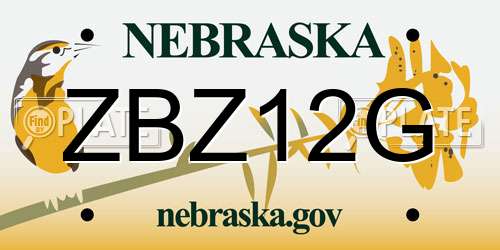 ZBZ12G Nebraska License Plate