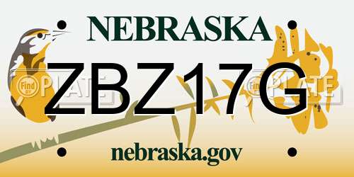 ZBZ17G Nebraska License Plate