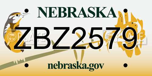 ZBZ2579 Nebraska License Plate