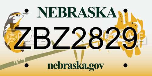 ZBZ2829 Nebraska License Plate