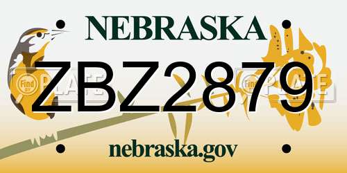 ZBZ2879 Nebraska License Plate
