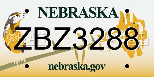 ZBZ3288 Nebraska License Plate