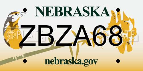 ZBZA68 Nebraska License Plate