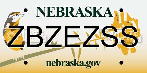 ZBZEZSS Nebraska License Plate
