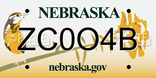 ZC0O4B Nebraska License Plate