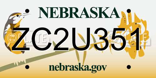 ZC2U351 Nebraska License Plate