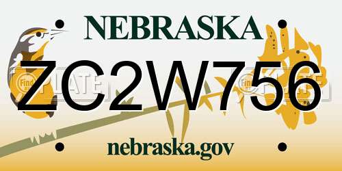 ZC2W756 Nebraska License Plate