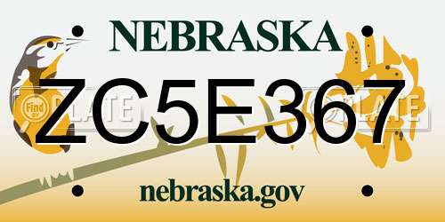 ZC5E367 Nebraska License Plate