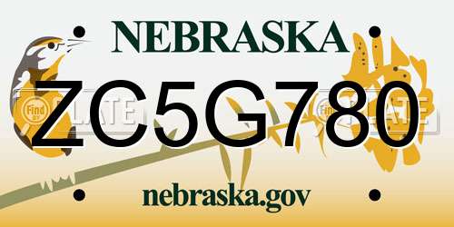 ZC5G780 Nebraska License Plate