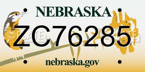 ZC76285 Nebraska License Plate