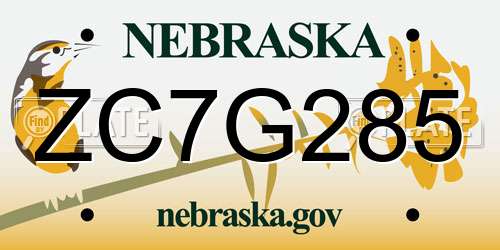 ZC7G285 Nebraska License Plate