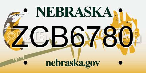 ZCB6780 Nebraska License Plate
