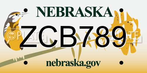 ZCB789 Nebraska License Plate