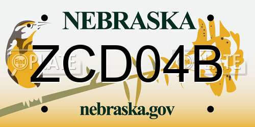 ZCD04B Nebraska License Plate