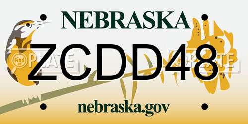 ZCDD48 Nebraska License Plate
