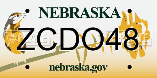 ZCDO48 Nebraska License Plate