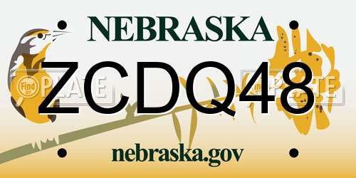 ZCDQ48 Nebraska License Plate