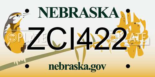 ZCI422 Nebraska License Plate