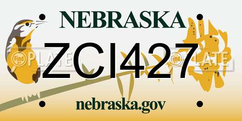 ZCI427 Nebraska License Plate