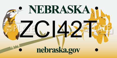 ZCI42T Nebraska License Plate