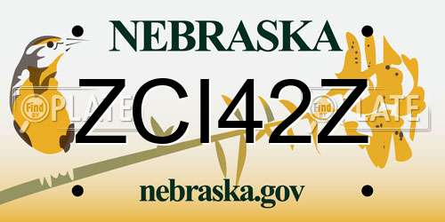 ZCI42Z Nebraska License Plate