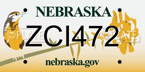 ZCI472 Nebraska License Plate