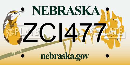 ZCI477 Nebraska License Plate