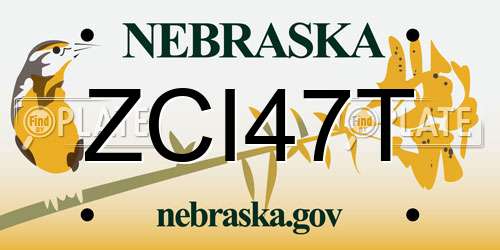 ZCI47T Nebraska License Plate