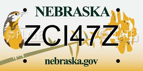 ZCI47Z Nebraska License Plate