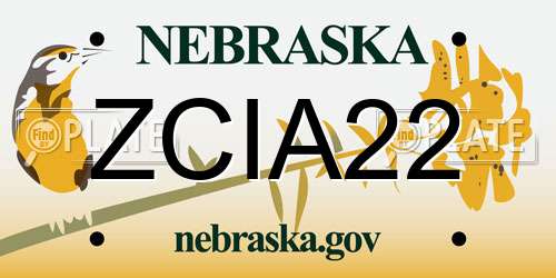 ZCIA22 Nebraska License Plate