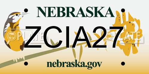 ZCIA27 Nebraska License Plate